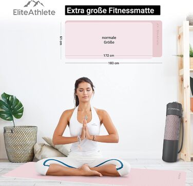 Килимок для йоги EliteAthlete Sportmatte: фітнес, пілатес, гімнастика - 183x61x0.6 см з чохлом Spring Blooms Light Sand