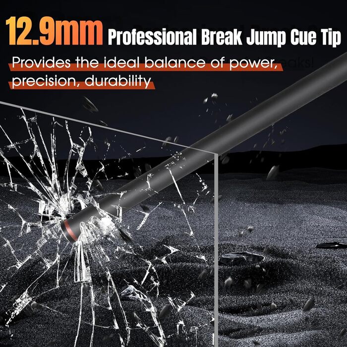 PODAYUDE Біліардний кий 'Маленький монстр' з карбону, 3 частини - кий для брейка та джампа, 12.9 мм наконечник, сумка з PU шкіри