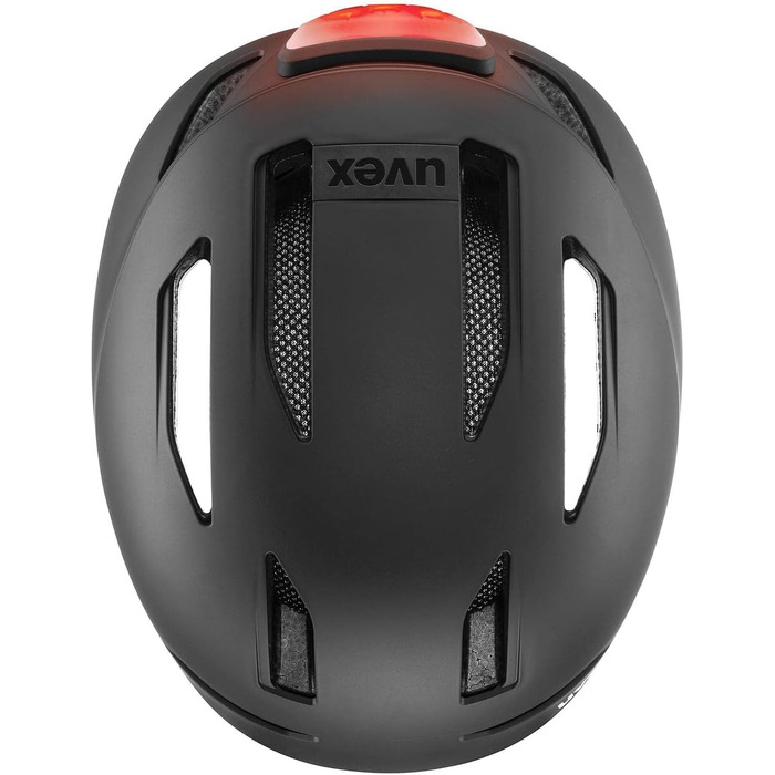 Велосипедний шолом uvex Urban Planet LED, чорний матовий, для жінок і чоловіків, 58-61 см, екологічний