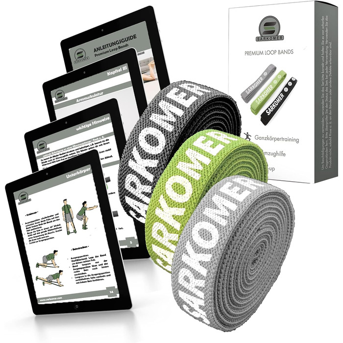 Набір фітнес-гумок Sarkomer Pilates 3 шт. з бавовни | Фітнес-гумки | Терапевтичні гумки для вправ | Гумки для підтягувань