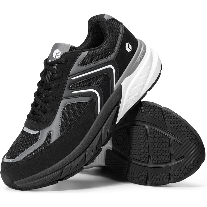 Кросівки FitVille для чоловіків з широкою ногою, чорні та сірі: бігові, спортивні, з амортизацією, дихаючі, для бігу та повсякденного носіння