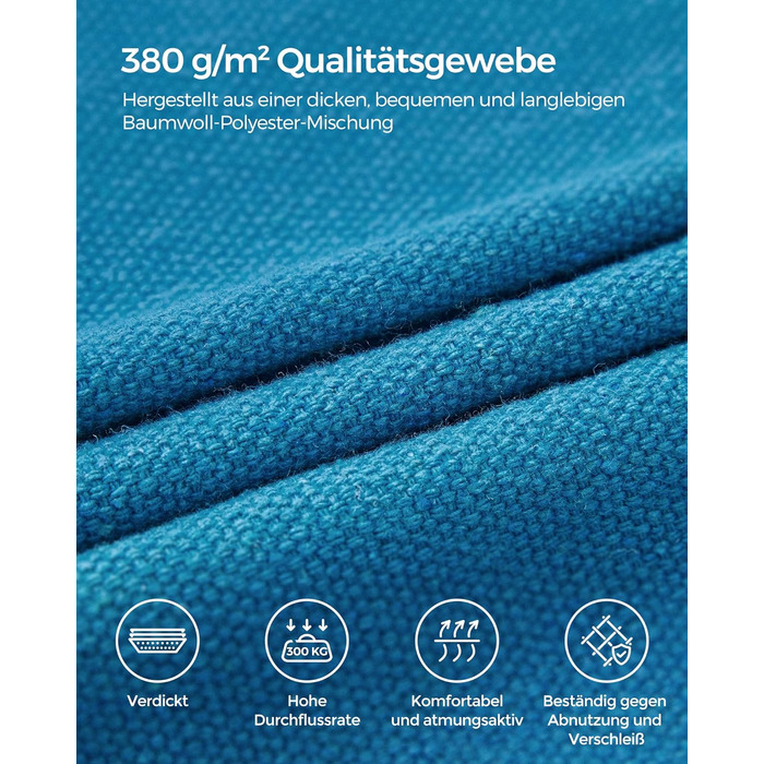 Гаммак SONGMICS 210x150 см, подвійний, 300 кг, для тераси, балкону, саду, кемпінгу, блакитний