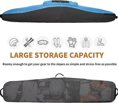 Чохол для сноуборду MERALIAN для подорожей літаком, 165 см, чорний/синій. Зберігає сноуборд, черевики, одяг, шолом та спорядження.