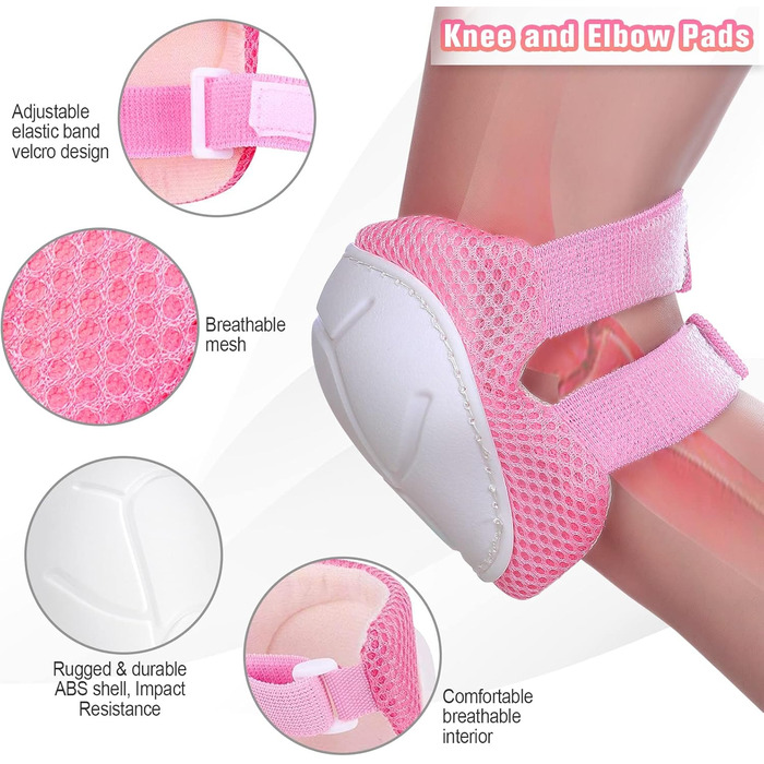 Набір захисту для дітей: наколінники, налокітники, рукавички. Підходить для роликів, скейтборду. Колір: зелений, рожевий (M, M, Pink)
