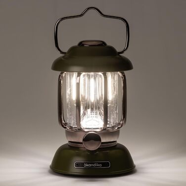 Ліхтар намету Skandika Forsol LED Retro стиль | Акумулятор 4400mAh, регулювання яскравості, для кемпінгу, саду, декору, піших прогулянок, зелений