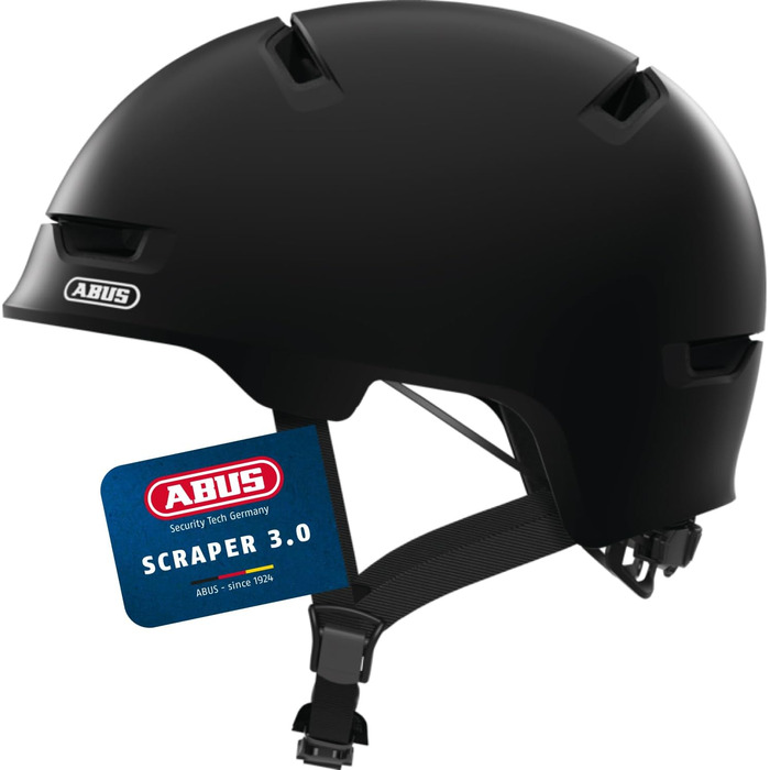 Шолом велосипедний ABUS Stadthelm Scraper 3.0, міцний корпус, чорний (velvet black), L (57-61 см)