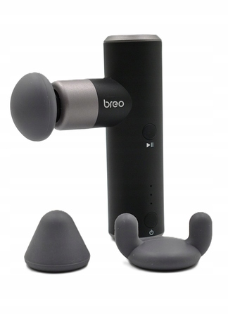 Міні-перкусійний масажер Breo S1 з алюмінієвим корпусом, 3 насадки, чорний