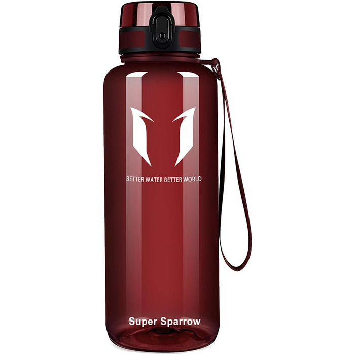 Пляшка для води Super Sparrow 1.5 л, герметична, спортивна, BPA-free, імперсько-червона, для школи, спорту, велосипеда