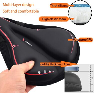 Покриття для велосипедного сидіння з гелевою подушкою, водонепроникне, для гірського велосипеда, велотренажера, чорного кольору