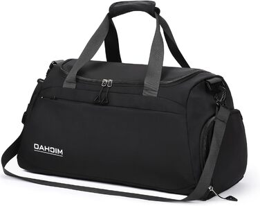Спортивна сумка для подорожей та спорту, велика (48x23x27 см), з відділенням для взуття та мокрих речей, водонепроникна, для жінок та чоловіків, (ретро-чорний)