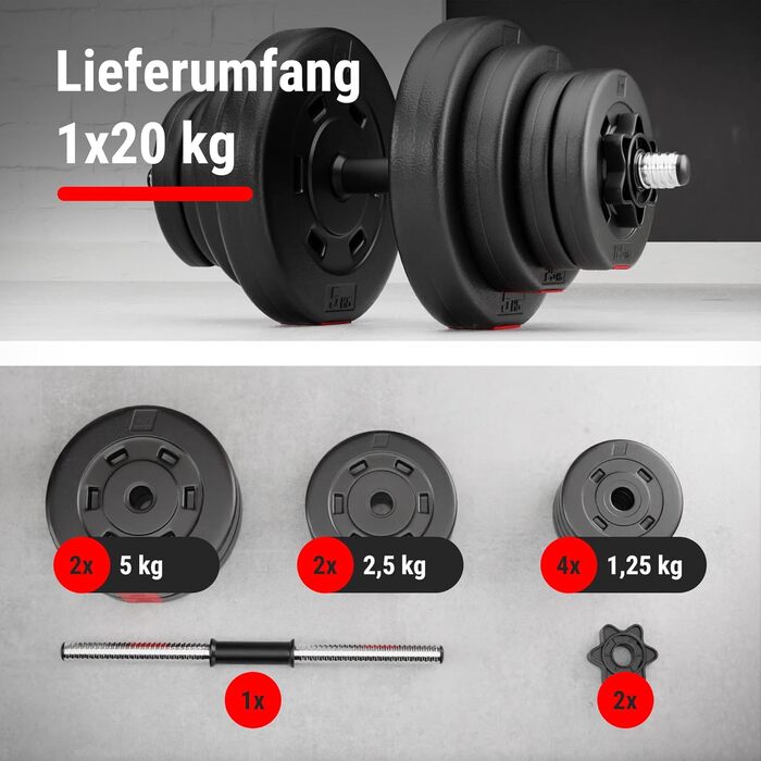 Набір гантелей Hop-Sport 20 кг / 40 кг (2 шт.) з штангою 30 мм, рифлена, зі стяжками