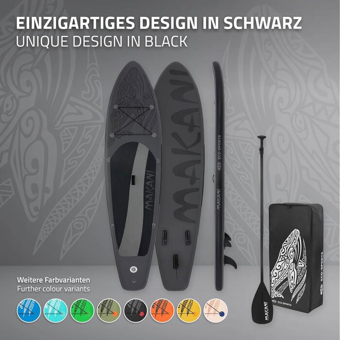 Надувний SUP дошка ECD Germany Makani - Stand Up Paddle Board (SUP) 305/320/380см, до 120/150кг, з сидінням для каяка, сумка в комплекті