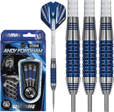 Професійні дротики WINMAU Andy Fordham, 24 г, вольфрамові, сталевий наконечник, набір з оперенням та держателями, спеціальна серія