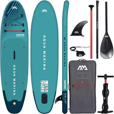 Надувна SUP-дошка Aqua Marina Vapor 315 см з веслом, лішем, рюкзаком і насосом, бірюзова для плавання та серфінгу