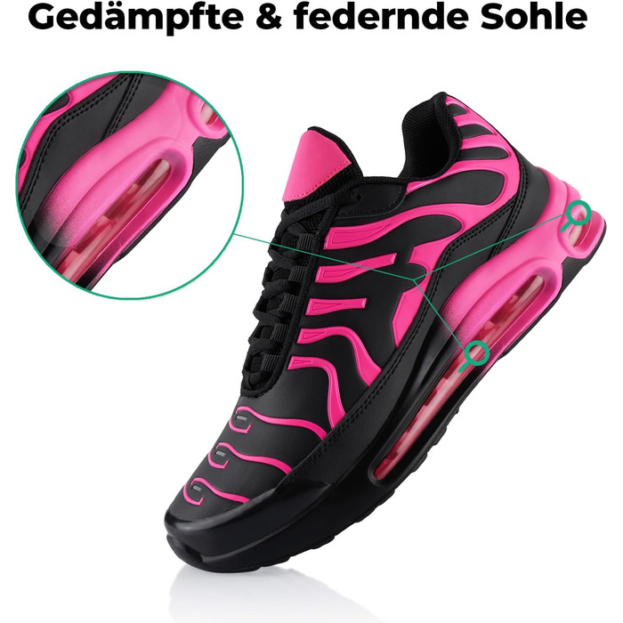 Спортивні кросівки для жінок та чоловіків, амортизація, легкі бігові кросівки, чорний, зелений, оранжевий (38 EU, чорний, рожевий)