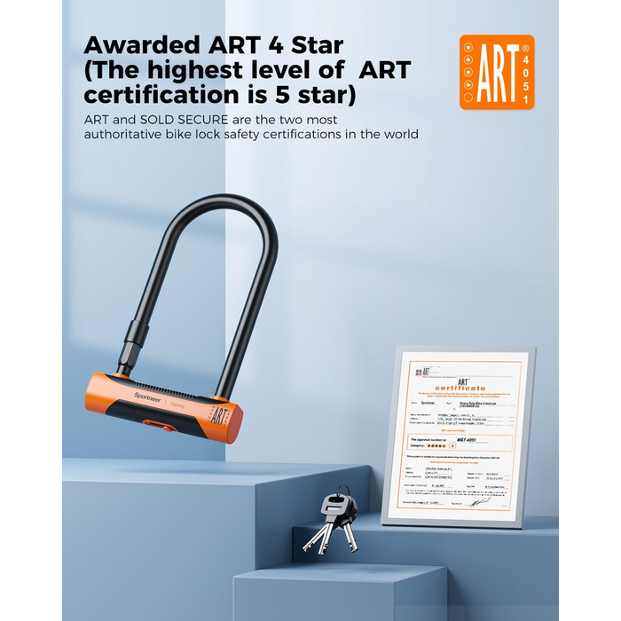 Замок для велосипеда Sportneer Bügelschloss 20 мм: висока безпека, сталевий трос 1.8 м, монтажний кріплення