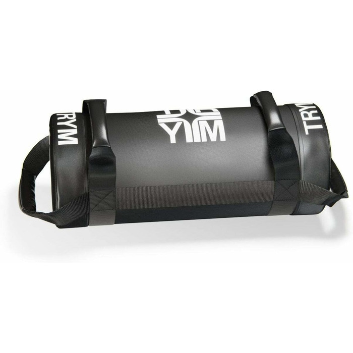 Силова торба Trym Power Bag 5 кг, 4 ручки, 50 см, PVC, гумова оболонка, чорна – пісочний мішок для функціонального тренування, фітнесу, кросфіту