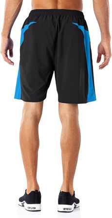 Шорти спортивні чоловічі HMIYA, швидковисихаючі, з кишенею на блискавці (XL, чорно-синій)