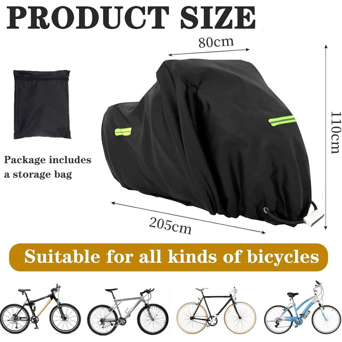 Водонепроникний чохол для велосипеда MOZMY, захисна накидка для 1-3 велосипедів, розмір 210*112*112 см, захист від погодних умов, отвори для замка