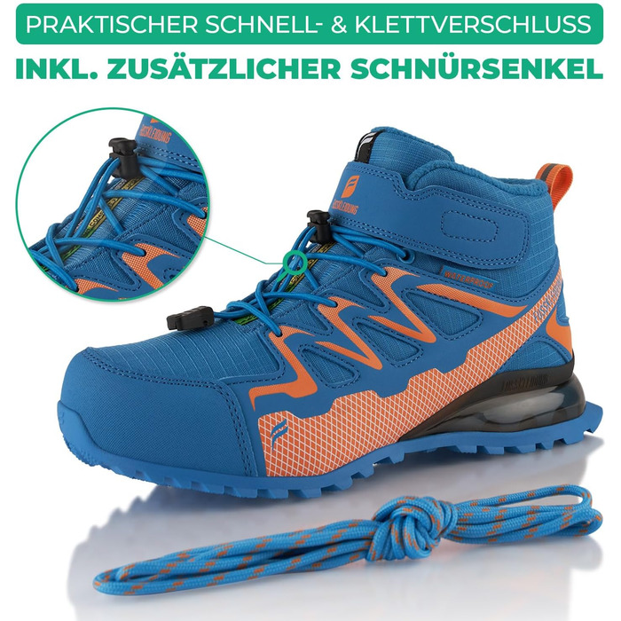 Зимові чоботи для жінок та чоловіків, водонепроникні, з утеплювачем, туристичні (39 EU, синій/оранжевий)