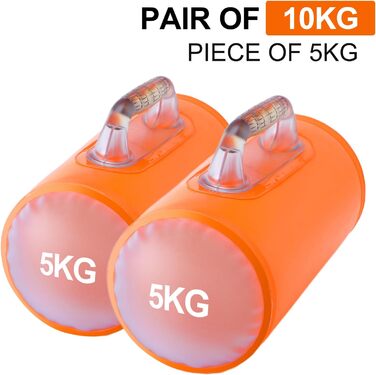 Гідравлічні гантелі Deiris, набір для заповнення водою, вага до 14 кг/пара, для силових тренувань та фітнесу, помаранчевий колір, пара 10 кг