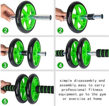Колесо для пресу Ab Wheel - тренажер для фітнесу та зміцнення м'язів пресу, неслизькі ручки, для дому та спортзалу (зелений)
