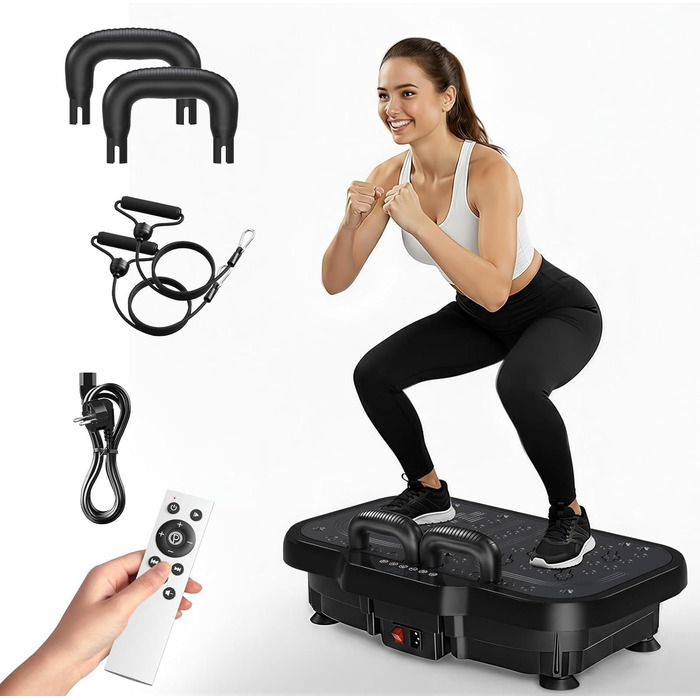 Віброплатформа для дому: тренування всього тіла, жироспалювання, 1-180 рівнів інтенсивності, чорний колір