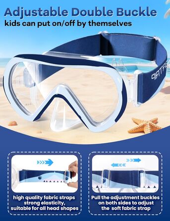 Дитяча маска для снорклінгу та дайвінгу Supertrip, 6-14 років, скло, для хлопчиків та дівчаток (SeaBlue)