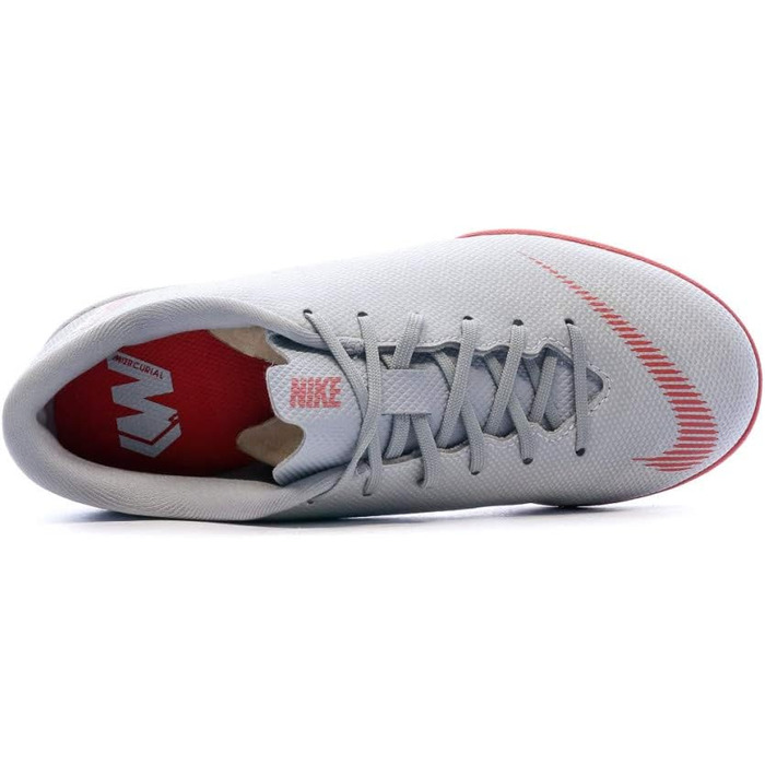 Дитячі футзальні кросівки Nike Vapor 12 Academy GS IC для залу, 33 EU, кольори Wolf Grey, Lt Crimson, Pure Platinum