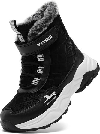 Дитячі зимові черевики JMFCHI для хлопчиків та дівчаток: трекінгові, туристичні, з теплим хутром, чорні, 37 EU