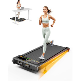 Біговий тренажер з нахилом 10%, Компактний біговий стіл для дому та офісу, Walking Pad, вантажопідйомність 150 кг, 2.5HP тихий мотор, портативна бігова доріжка з пультом керування 1-6 км/год, жовтий