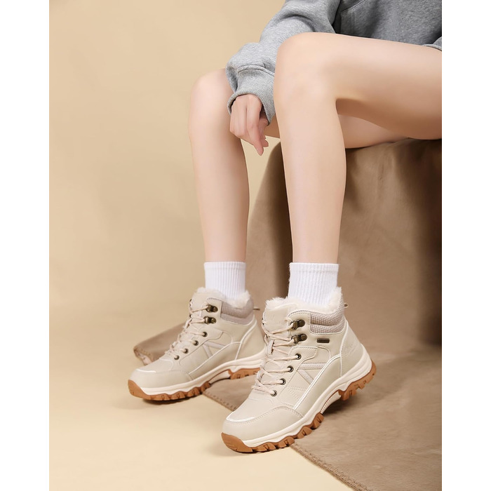 Зимові черевики для жінок, зимові чоботи, теплі трекінгові черевики, снігоступи, світло-бежевий колір, розмір 36-41, EU 38