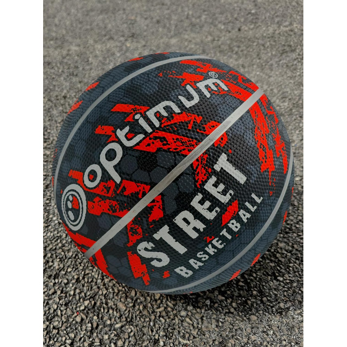Баскетбольний м'яч OPTIMUM: зносостійкий, для гри в приміщенні та на вулиці, оптимальний контроль та точність (Розмір 7, ЧОРНИЙ/ОРАНЖЕВИЙ)