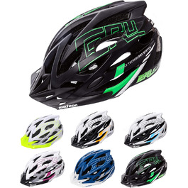 Шолом велосипедний Meteor Gruver для дорослих, дітей, MTB, BMX, роликів, скейтборду, скутера. Чорний, зелений, M (55-58 см)