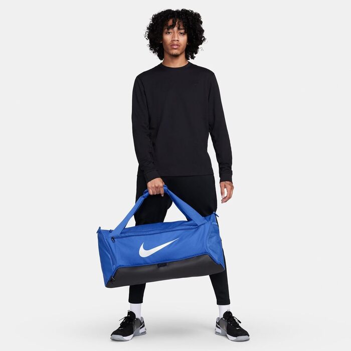 Спортивна сумка Nike Brasilia 60 л, унісекс, синя/чорна/срібляста