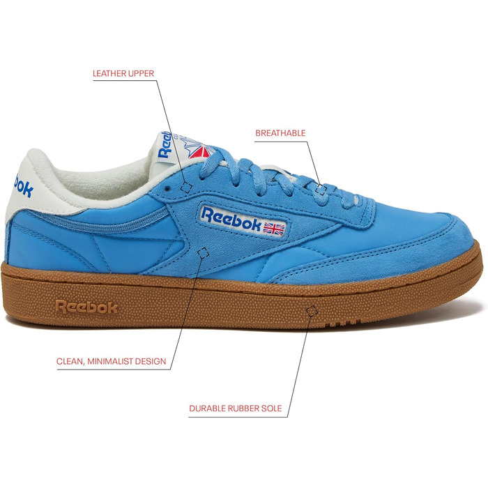 Чоловічі кросівки Reebok Club C 85 - білі, Casual, 44 EU, Essential Blue Chalk Gum