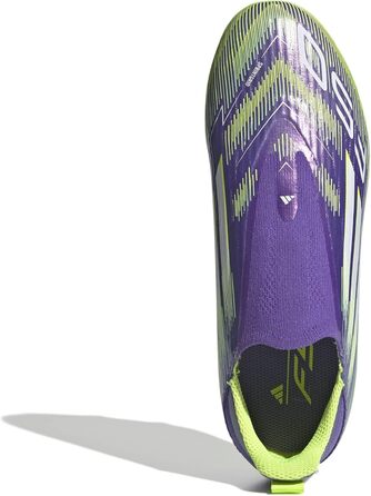 Дитячі футбольні бутси adidas F50 League Laceless для гри на твердих поверхнях, розмір 33.5 EU, фіолетовий, білий, лимонний