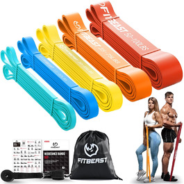 Набір еспандерів FitBeast 5 рівнів, стрічки для підтягувань, кросфіт, пауерліфтинг, тренування м'язів, домашній спорт, розтяжка, мультиколор 5-100 фунтів