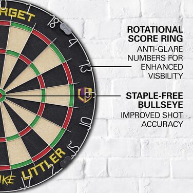 Професійний набір для дартсу Target Darts Luke Littler 'The Nuke' — дартс-дошка, 2 сталеві дротики, стандартна лінія для кидків, аксесуари