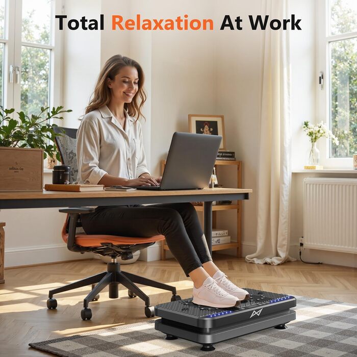 Платформа для фітнесу з вібрацією AXV - тренажер для схуднення та лімфодренажу. Віброплатформа для дому та спортзалу. Чорно-сірий колір.