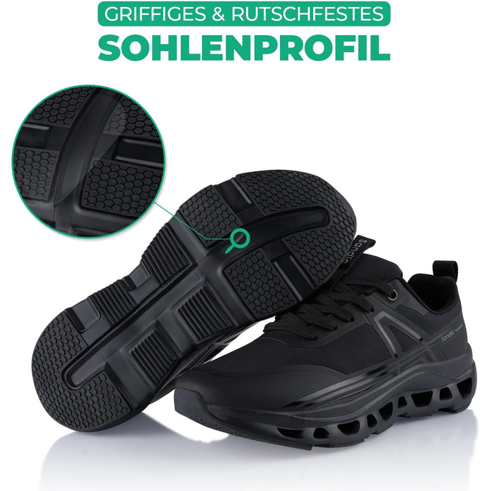 Кросівки для бігу Fusskleidung® жіночі/чоловічі - дихаючі, легкі, з амортизуючою підошвою (44 EU, чорні)