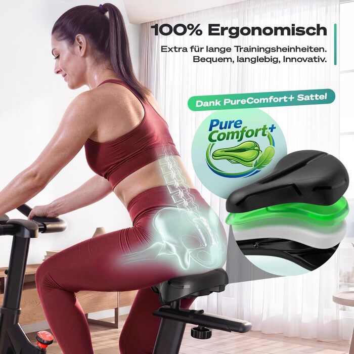 Велотренажер Sportstech SX175: Індоор-велосипед для дому з регулюванням магнітного опору, LED-дисплеєм, підтримкою додатків та вагою до 120 кг