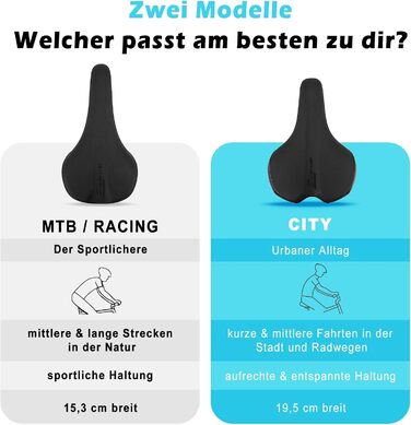 FIFTY-FIFTY Сідло для велосипеда з Memory Foam, комфортне та водонепроникне, для чоловіків та жінок, сумісне з шосейною (CITY) велосипедом
