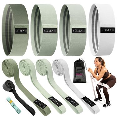 Стрічки для фітнесу Sōma Terrabänder: набір еластичних стрічок для тренувань, йоги, пілатесу та фітнесу. 4 короткі + 4 довгі стрічки