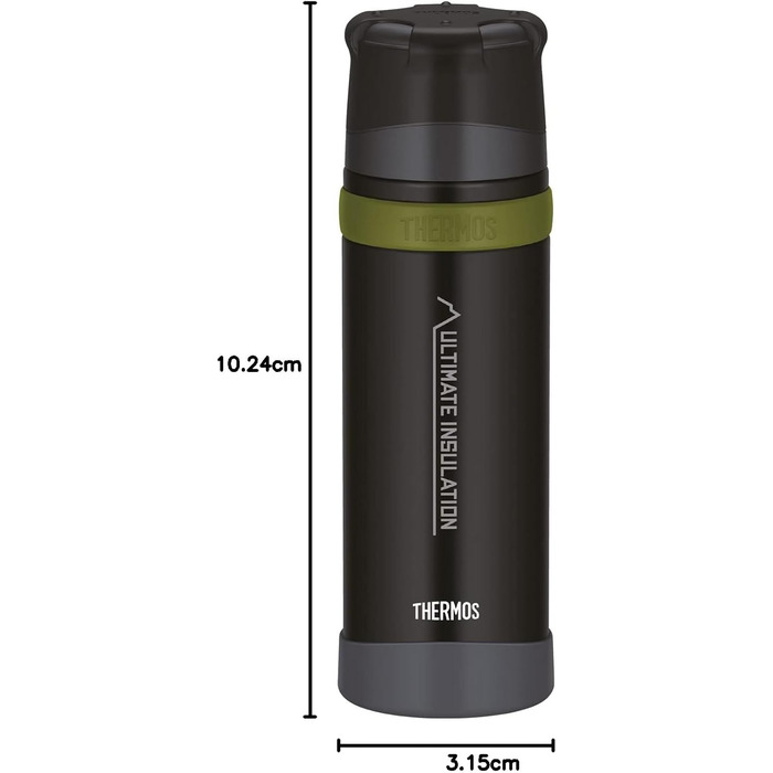 Термос для напоїв Thermos Mountain 0,5л Чорний. Ізотермічна пляшка з нержавіючої сталі з чашкою, 24 год. гаряче/холодне, легка, міцна, розбірна кришка, без BPA
