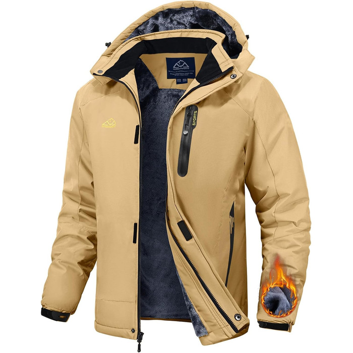 Чоловіча зимова куртка Rdruko - водонепроникна флісова куртка для сноуборду та туризму, камуфляж Khaki, розмір L