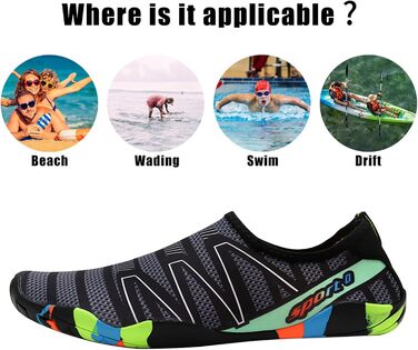 Водні черевики для жінок та чоловіків Tolaler: товсті, неслизькі, швидковисихаючі, міцні та довговічні. Ідеальні для пляжу, подорожей та плавання. Розмір 42 EU A 03