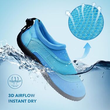 Водні черевики WateLves: унісекс, дихаючі, швидковисихаючі, для плавання, басейну, моря (40 EU, блакитні)