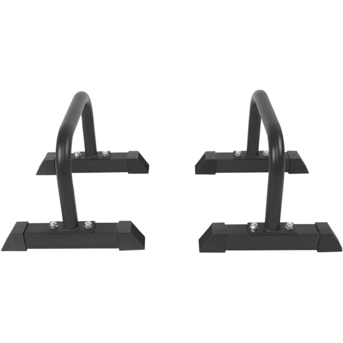 Паралетси для фітнесу GORILLA SPORTS, сталеві, 2 шт, 46x39x30 см, до 200 кг, нековзні, для віджимань, стійки на руках, калістеніки, чорні