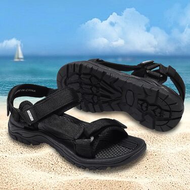Чоловічі трекінгові сандалі SYKT для туризму та відпочинку на природі (чорні, 43 EU)